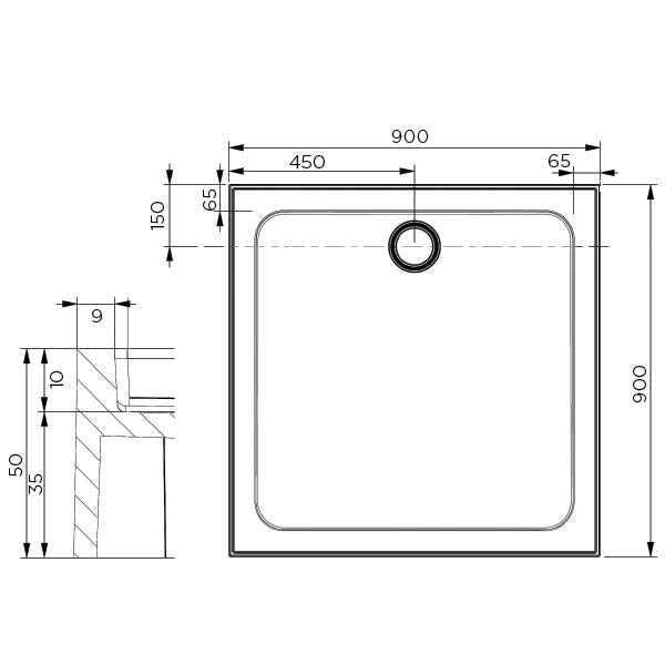 Shower Base Rectangle Louve