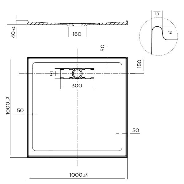 Shower Base Rectangle Elite