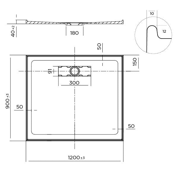 Shower Base Rectangle Elite