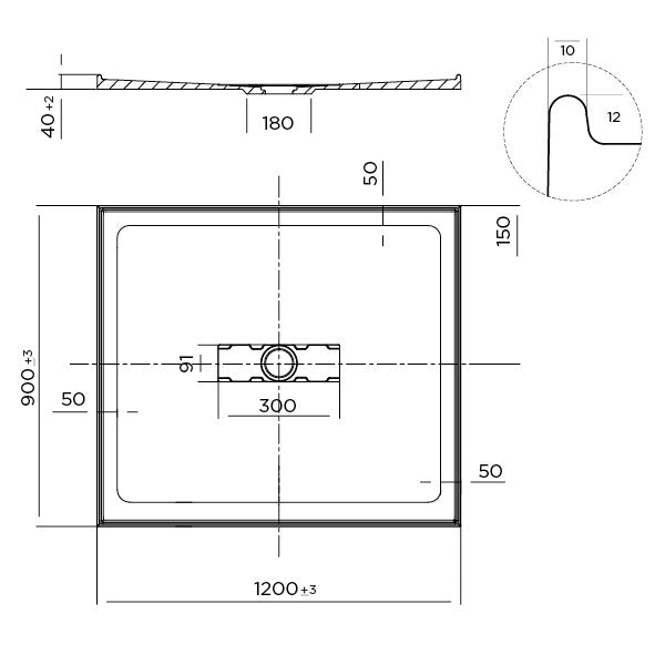 Shower Base Rectangle Elite