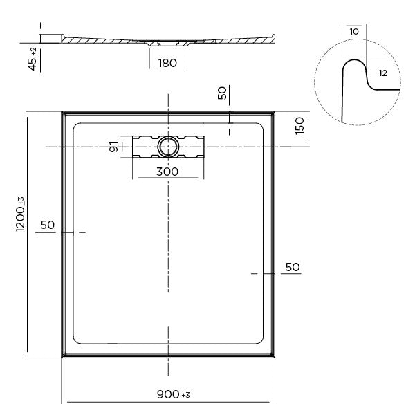 Shower Base Rectangle Elite