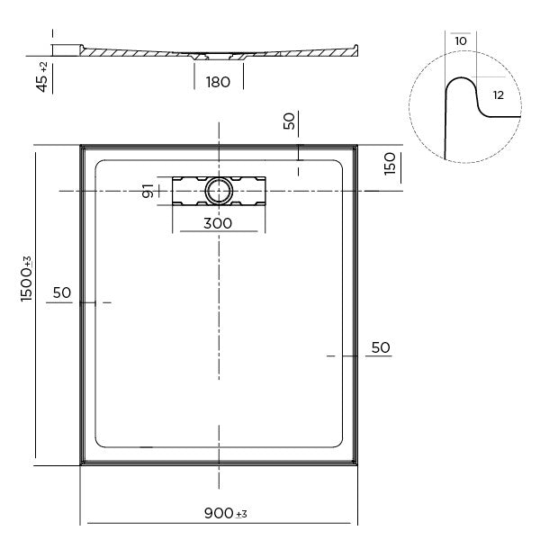 Shower Base Rectangle Elite