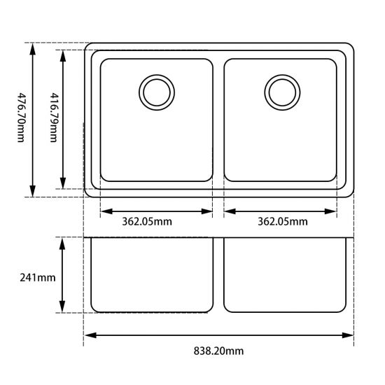 SINK  |  Kitchen Sink Granite Stone Under Mount Double Bowls 838*476*241mm