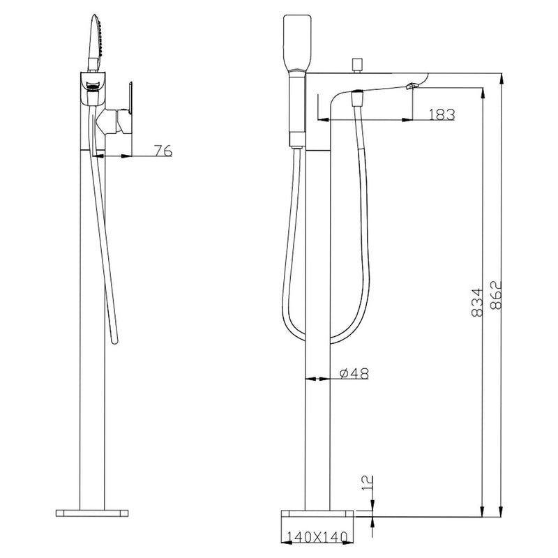 Bath Mixer | Freestanding Bath Mixer With Diverter & Handheld Shower