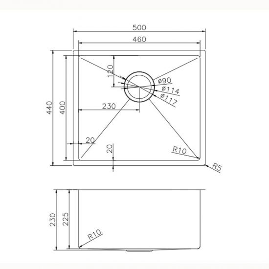 SINK | 1.2mm Handmade Top/Undermount Single Bowl Kitchen/Laundry Sink