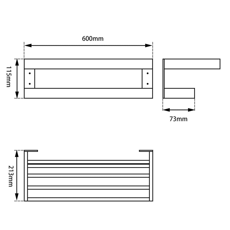 TOWEL RAIL | IVANO Series Chrome Double Towel Rack 600mm