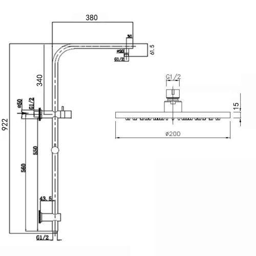 SHOWER STATION | Pentro 250mm Gun Metal Grey Round Handheld Shower Station