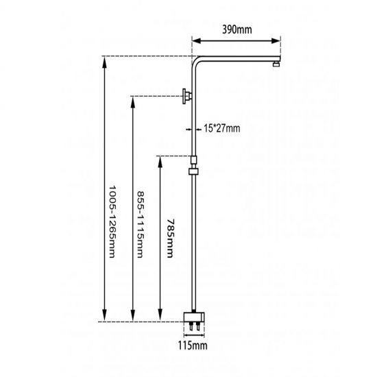 SHOWER ARM | Square Shower Station without Shower Head and Handheld Shower