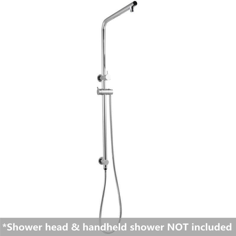 SHOWER ARM | RIGHT ANGLE ROUND CHROME TOP INLET SHOWER RAIL