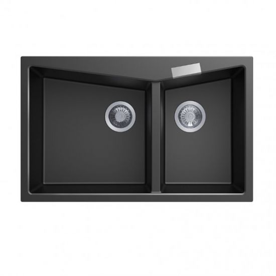 SINK | 800 x 500 x 220mm Carysil Double Bowl Granite Kitchen Sink Top/Flush Mount