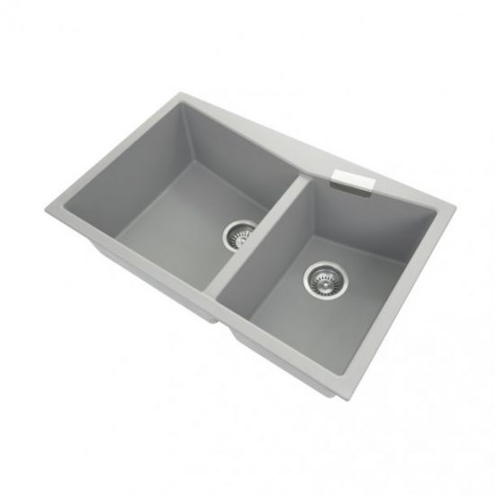 SINK | 800 x 500 x 220mm Carysil Double Bowl Granite Kitchen Sink Top/Flush Mount