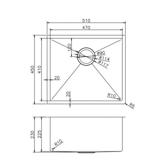 SINK | 1.2mm Handmade Top/Undermount Single Bowl Kitchen/Laundry Sink