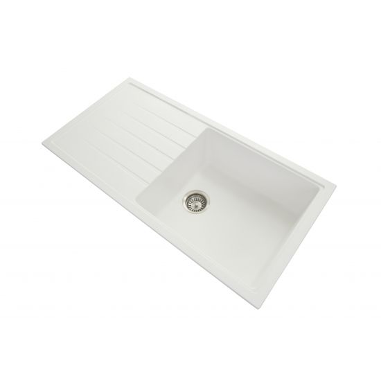 SINK  |  1000 x 500 x 220mm Carysil Single Bowl With Drainer Board Granite Kitchen Sink Top/Flush/Under Mount