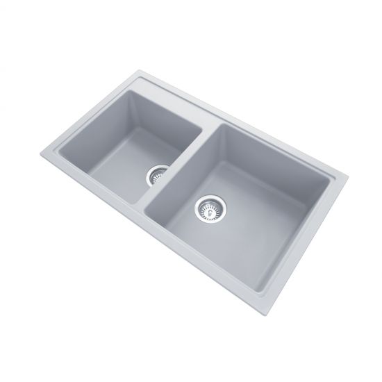 SINK |  860 x 500 x 205mm Carysil Double Bowl Granite Kitchen Sink Top/Flush/Under Mount