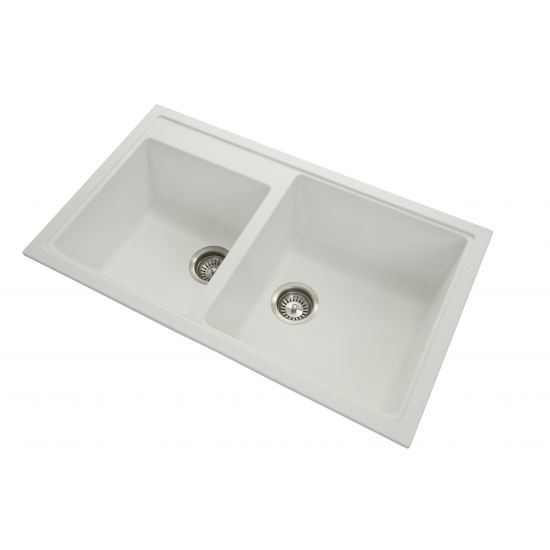 SINK |  860 x 500 x 205mm Carysil Double Bowl Granite Kitchen Sink Top/Flush/Under Mount