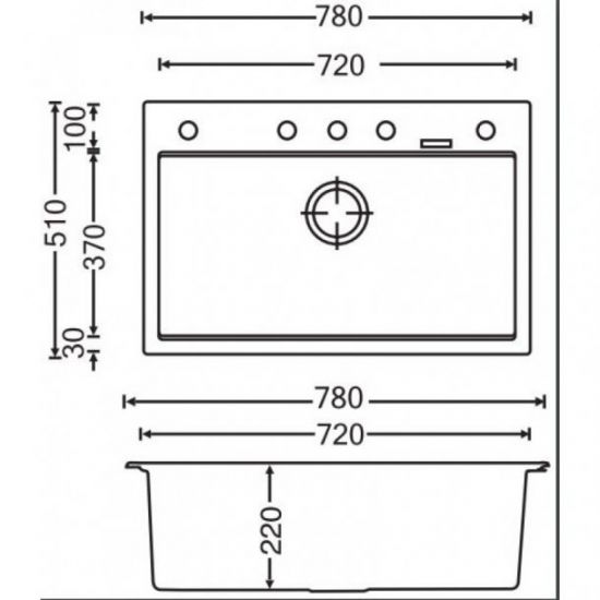 SINK |  780 x 510 x 220mm Carysil Single Bowl Granite Stone Kitchen Sink Top/Under Mount