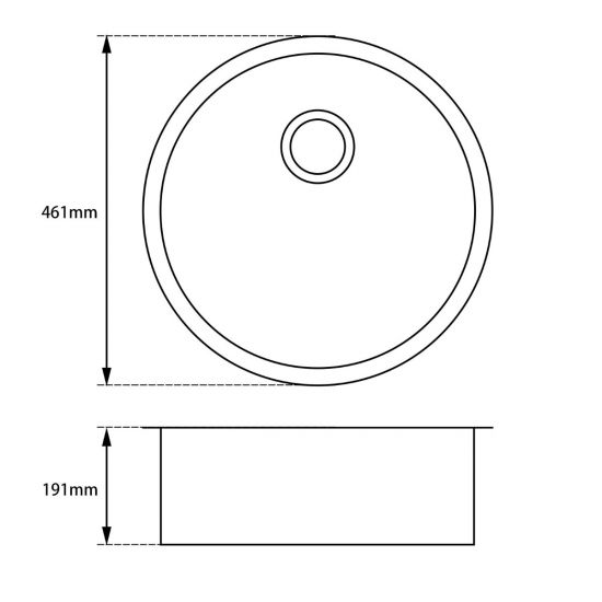 SINK |  Granite Quartz Stone Kitchen/Laundry Sink Round Single Bowl Top/Under Mount 460mm