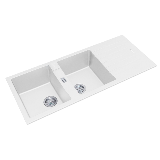 SINK |  1160*500*200mm Granite Quartz Stone Kitchen Sink Double Bowls Drainboard Top/Undermount