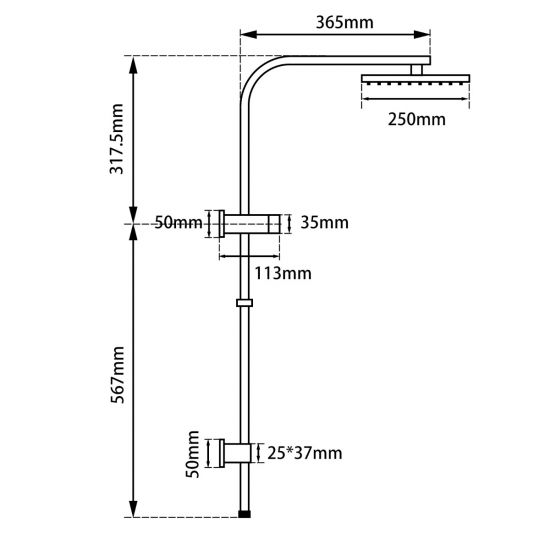 SHOWER STATION  | 10" Square Shower Station Top Water Inlet