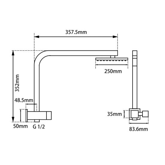 SHOWER STATION |  10" Square Shower Station Top Water Inlet