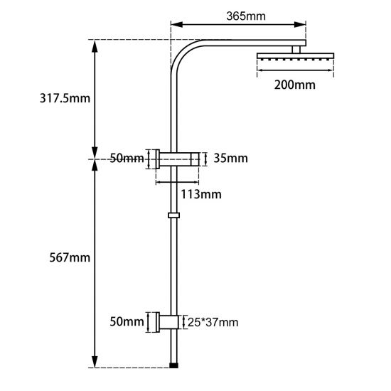 SHOWER STATION  |  10'' Square Shower Station Top Water Inlet