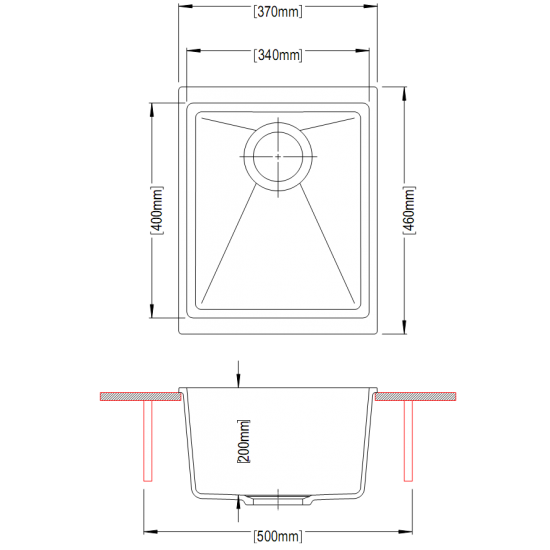 SINK | Carysil Single Bowl Granite Kitchen/Laundry Sink Top/Flush/Under Mount