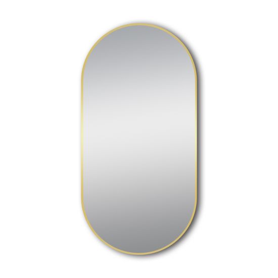 MIRROR | Oval Aluminium Framed Non-Luminous Wall Mirror 500x1000mm Black\Gold