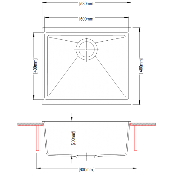 SINK | Carysil Single Bowl Granite Kitchen/Laundry Sink Top/Flush/Under Mount