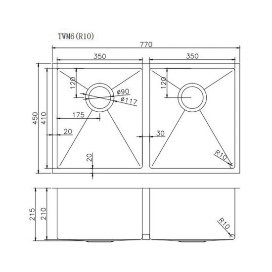 SINK | 1.2mm Handmade Top/Undermount Double Bowls Kitchen Sink