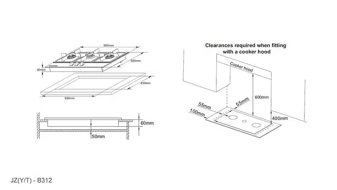 COOKTOP | ROBAM B312 Glass 3 Burner (900mm)