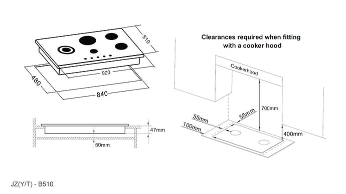 COOKTOP | ROBAM B510 Glass 5 Burner (900mm)