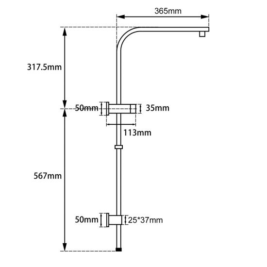 SHOWER ARM | Square Shower Station without Shower Head and Handheld Shower