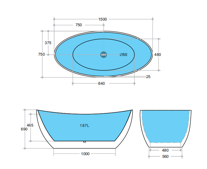 BATHTUB | KDK Evie KBT-4 Free Standing Bathtub