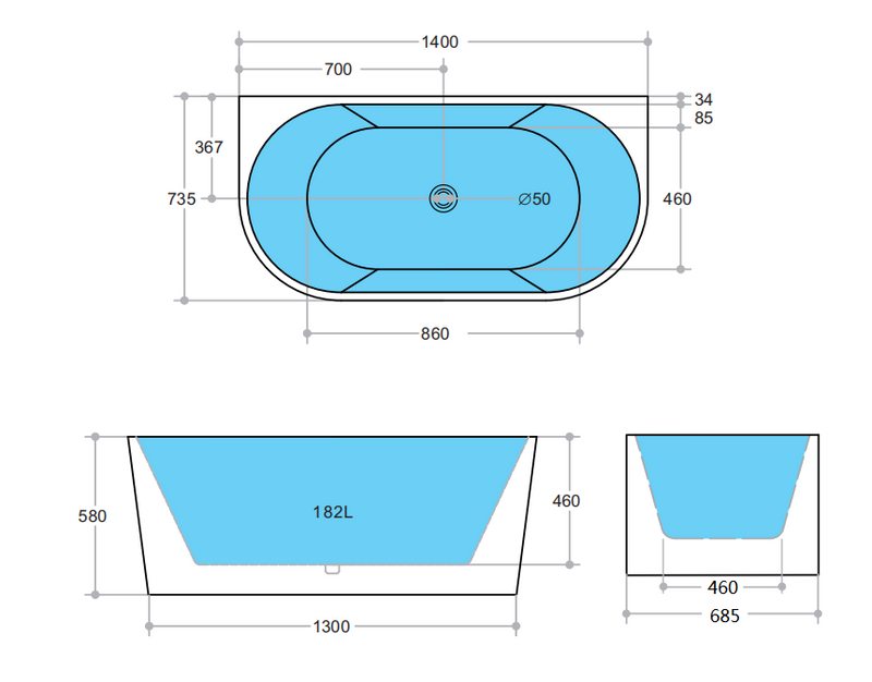 BATHTUB | KDK Elivia KBT-10 Back to Wall