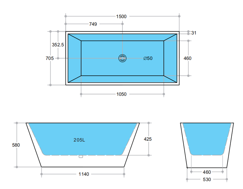 BATHTUB | KDK KBT-2 Qubist Free Standing Bathtub