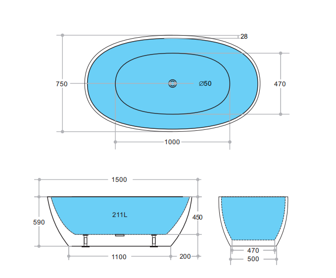 BATHTUB | KDK Stella KBT-5 Free Standing Bathtub