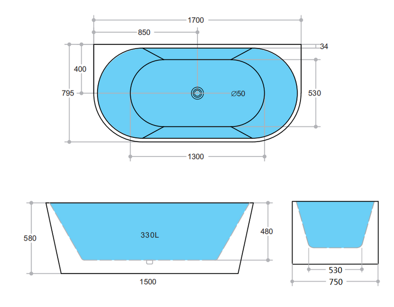 BATHTUB | KDK Elivia KBT-10 Back to Wall