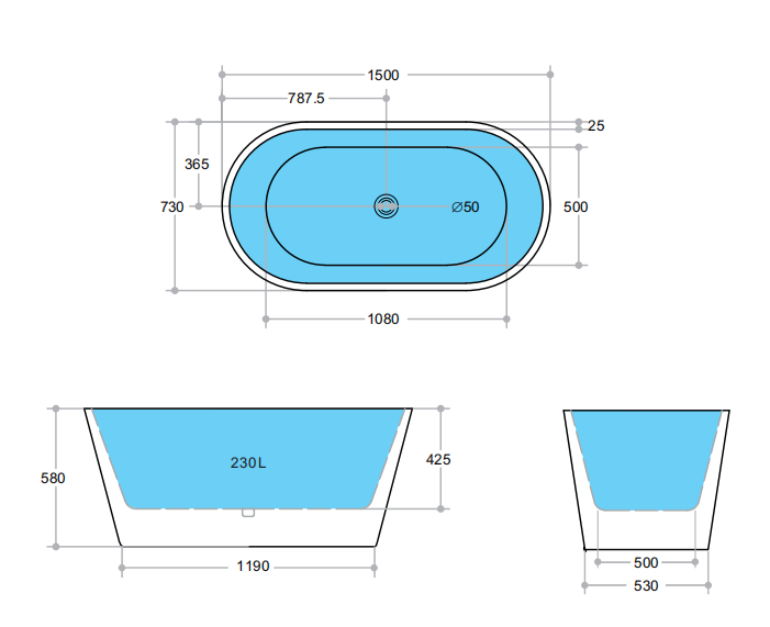 BATHTUB | KDK KBT-3 Ovia Free Standing Bathtub