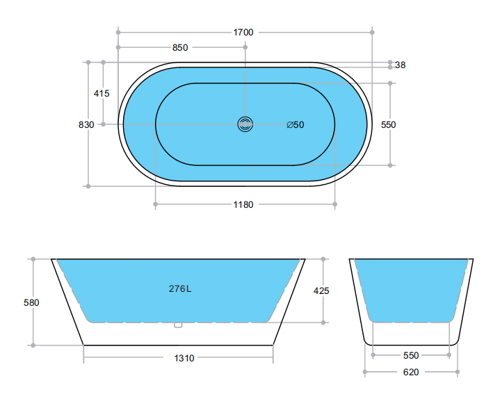 BATHTUB | KDK KBT-3 Ovia Free Standing Bathtub