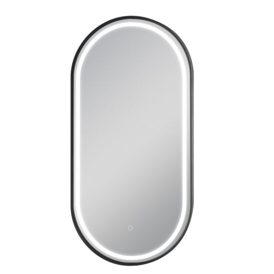 MIRROR | Oval Aluminium Framed 3 Color Frontlit LED Mirror Touch Sensor Defogger 500x1000mm