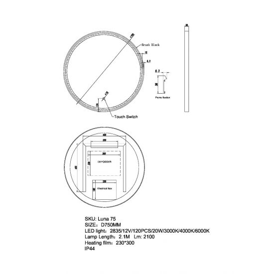 MIRROR | Round Framed 2 colors Back&Front LED Mirror 750mm 900mm