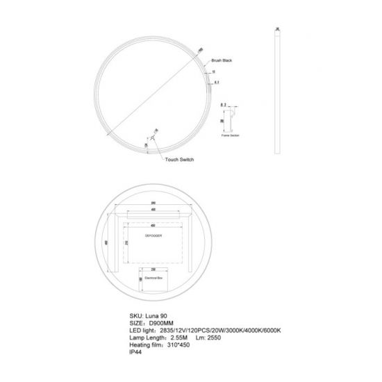 MIRROR | Round Framed 2 colors Back&Front LED Mirror 750mm 900mm