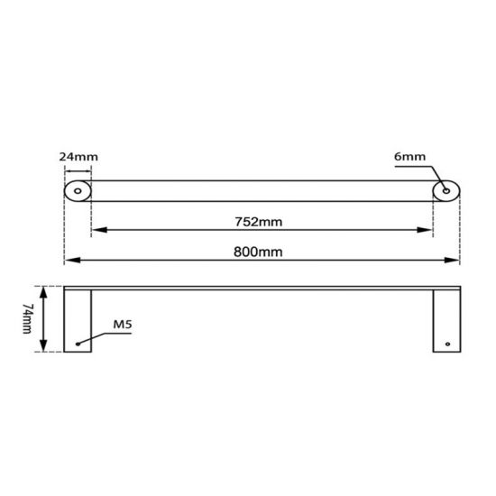 TOWEL RAIL | RUSHY Single Towel Rail 800mm