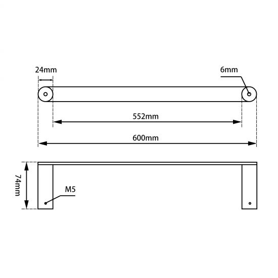 TOWEL RAIL | RUSHY Single Towel Rail 600mm