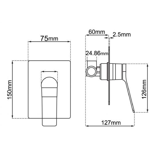 WALL MIXER | tsi RUSHY Square Built-in Shower Mixer