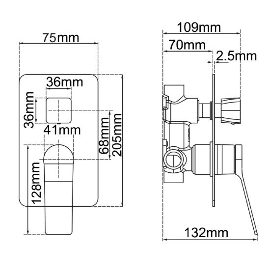 Wall Mixer With Diverter | tsi RUSHY