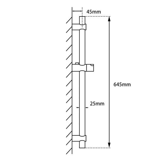 SHOWER ARM | Round Hand held Shower Rail