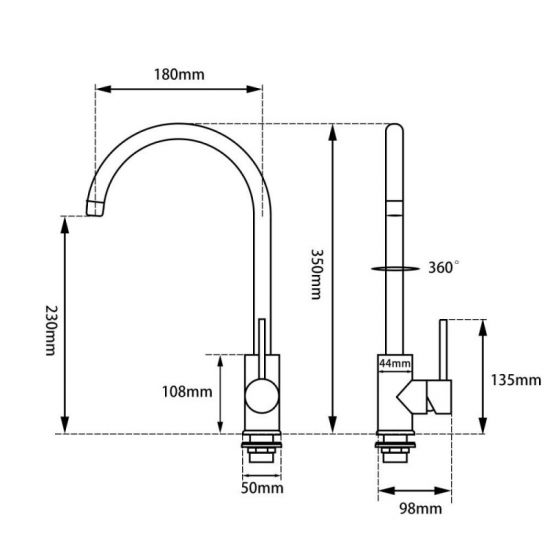 BASIN/SINK MIXER |  Round Standard Kitchen Sink Mixer Tap