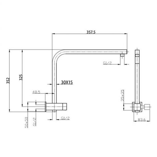 SHOWER ARM | Square Shower Station without Shower Head and Handheld Shower