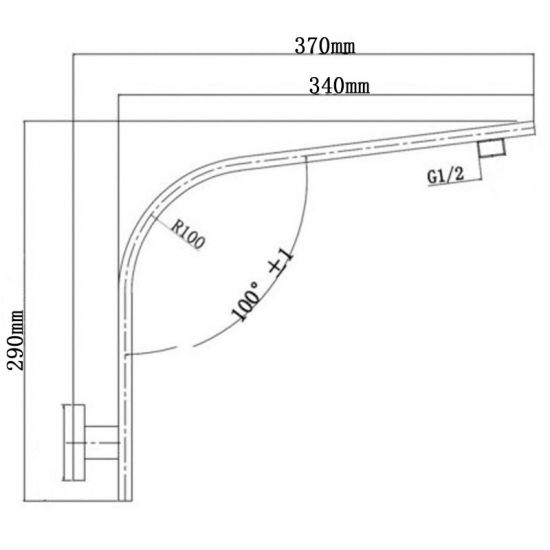 SHOWER ARM |Square Gooseneck Wall Shower Arm